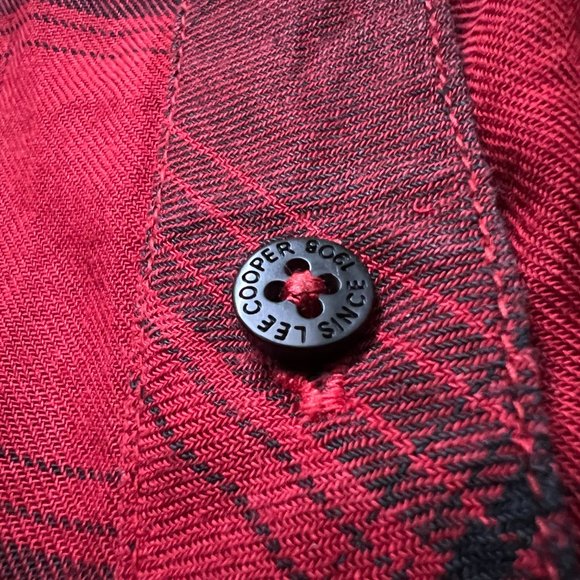 Bright Red and Black Lee Cooper Originals Full Sleeve Shirt - Picture 7 of 7